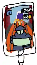 quick drawing of a phone showing essie running in subway surfers