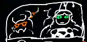 Bunch of people in a car. Essie is driving with wide eyes, Henry is getting nervous sweats, and MOOK and Lonna are just in the back, staring.