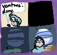 4-panel comic: Sopping checks her phone, telling her that a retainer venture is done. She immediately blacks out, waking up in a sci-fi workshop with a stack of lumber next to her.